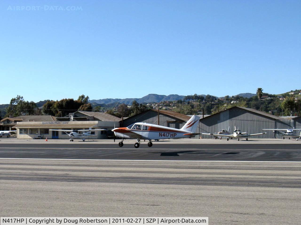 N417HP, 1964 Piper PA-28-140 C/N 28-20276, 1964 Piper PA-28-140 CHEROKEE, Lycoming O-320-E2A 150 Hp, landing Rwy 22