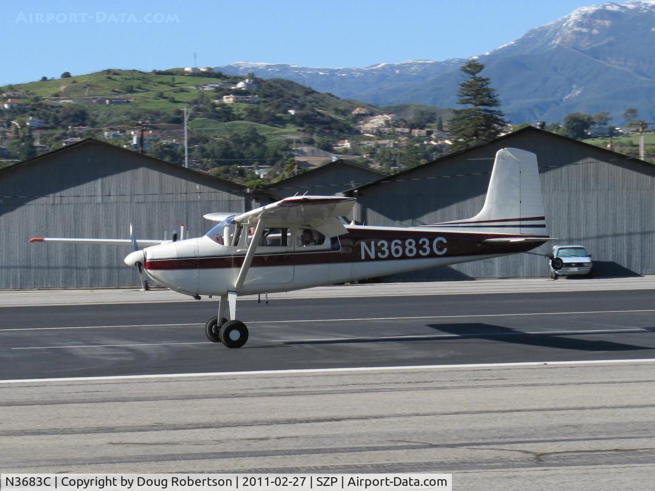 N3683C, 1954 Cessna 180 C/N 31182, 1954 Cessna 180, Continental O-470 225 Hp, 2nd year of production, wheel landing Rwy 22