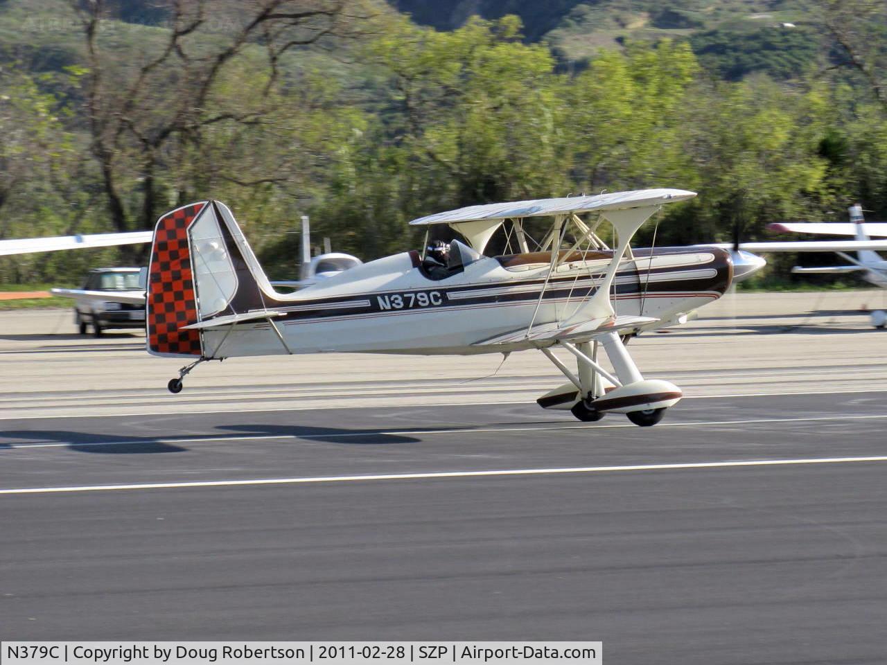 N379C, 1979 Stolp SA-300 Starduster Too C/N 502, 1979 Cleveland SA-300 STARDUSTER, Lycoming IO-360 180 Hp, Lou Stolp design built as a single seater, takeoff roll Rwy 22
