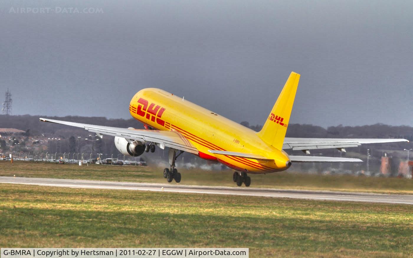 G-BMRA, 1987 Boeing 757-236/SF C/N 23710, DHL operate several flights a day through Luton mainly A.300 so B.757's are less common.