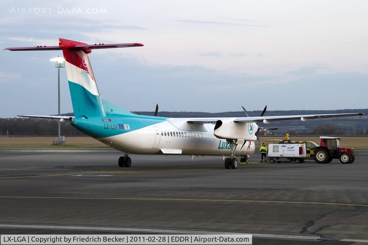LX-LGA, 2007 De Havilland Canada DHC-8-402Q Dash 8 C/N 4159, transit to MUC