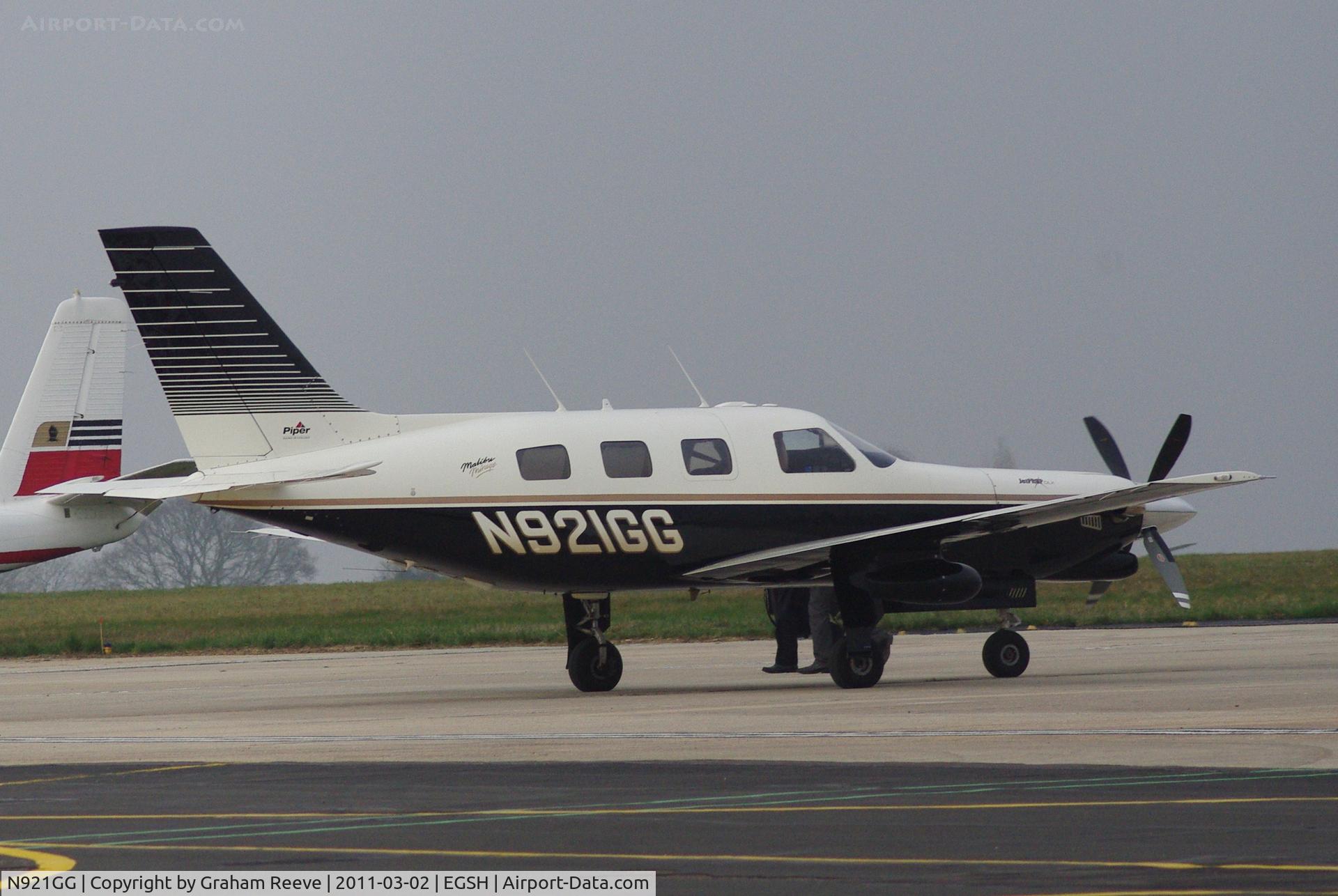 N921GG, 1998 Piper PA-46-350P Malibu Mirage C/N 4636136, Parked at Norwich.