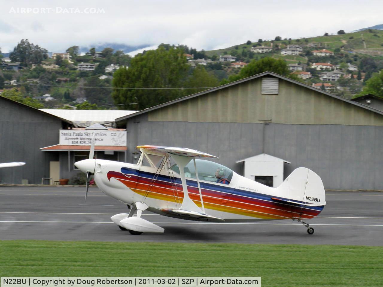 N22BU, 1987 Christen Eagle II C/N BRUNER 0001, 1987 Bruner/Ulmer CHRISTEN EAGLE II, Lycoming AEIO-360 180 Hp, landing roll Rwy 22