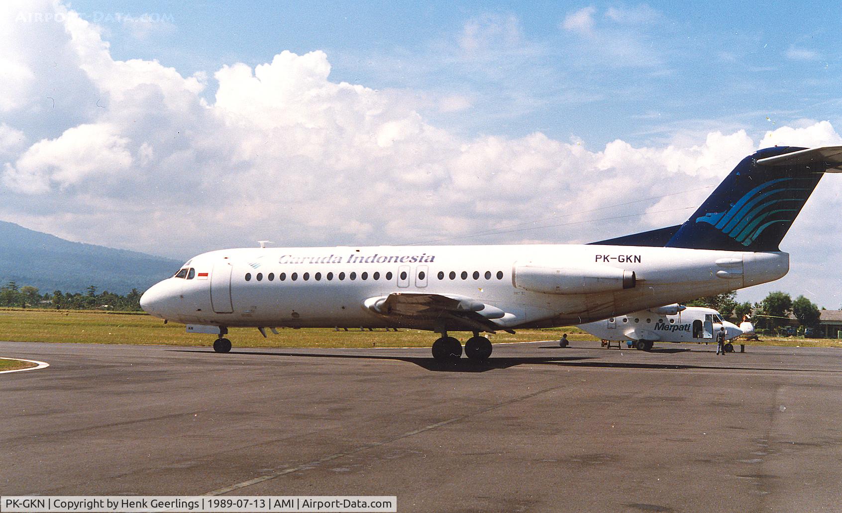 PK-GKN, 1983 Fokker F-28-4000 Fellowship C/N 11196, Garuda , departure from Mataran - Lombok
