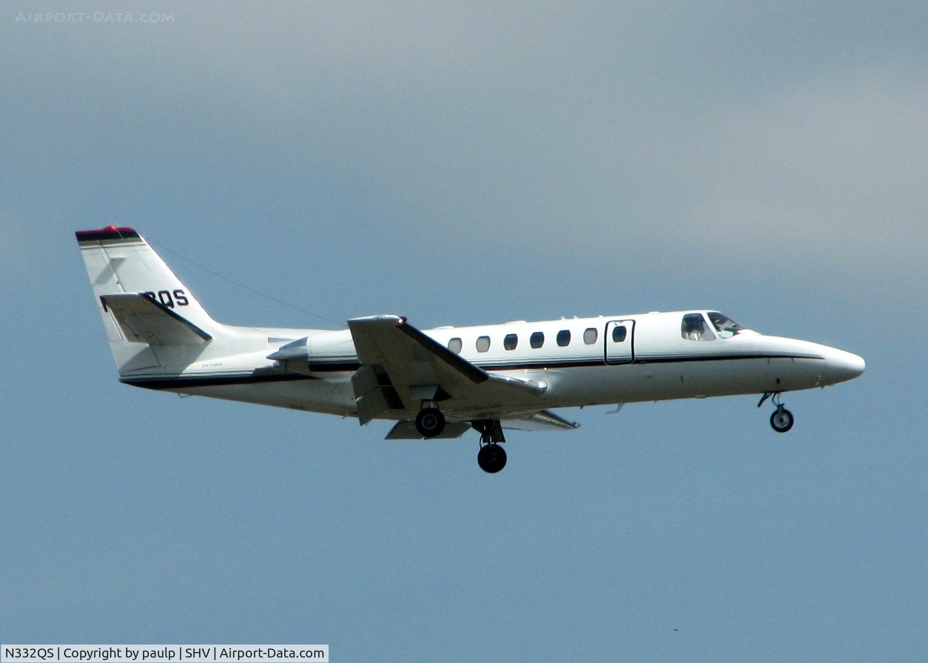 N332QS, 1999 Cessna 560 C/N 560-0523, Landing at Shreveport Regional.