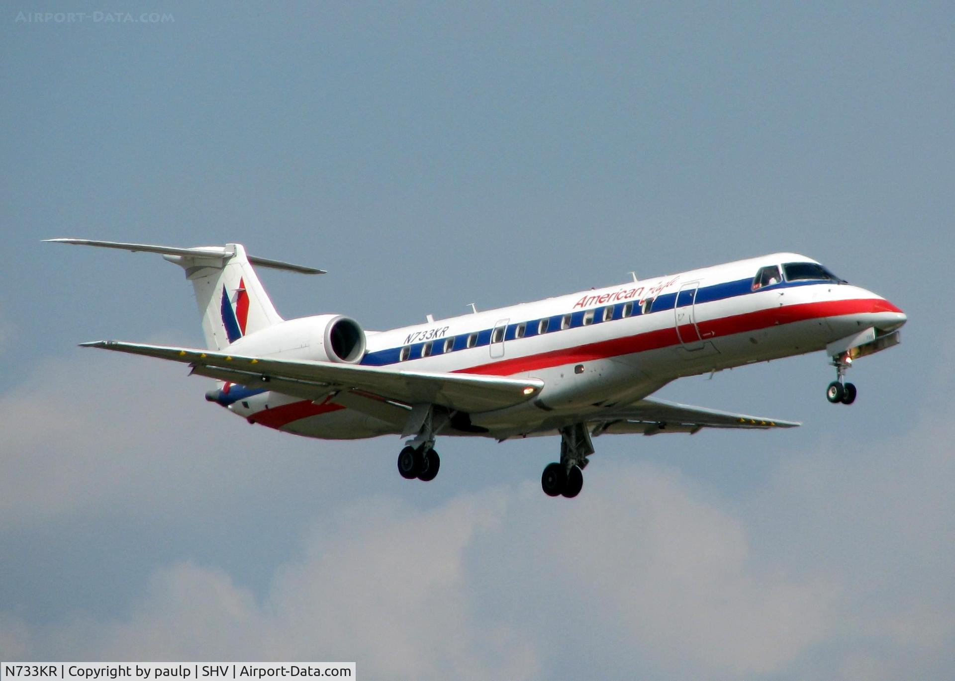 N733KR, 2001 Embraer ERJ-135LR (EMB-135LR) C/N 145368, Landing at Shreveport Regional.