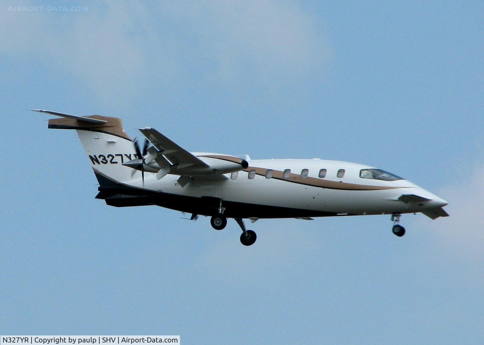 N327YR, Piaggio P-180 C/N 1173, Landing at Shreveport Regional.