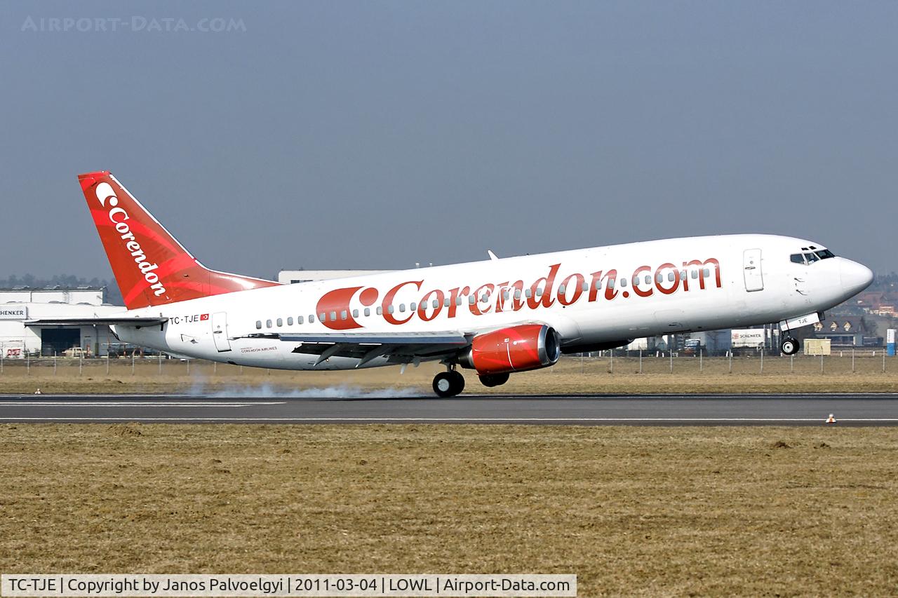TC-TJE, 1992 Boeing 737-4Y0 C/N 26073, Corendon Airlines TC-TJE Boeing B737-4YO, first landing in LOWL/LNZ