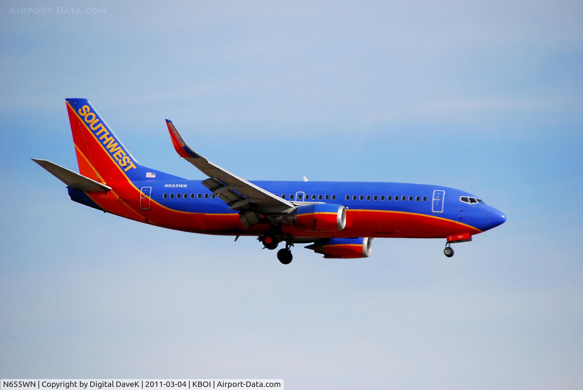 N655WN, 1997 Boeing 737-3H4 C/N 28400, Approach @ KBOI