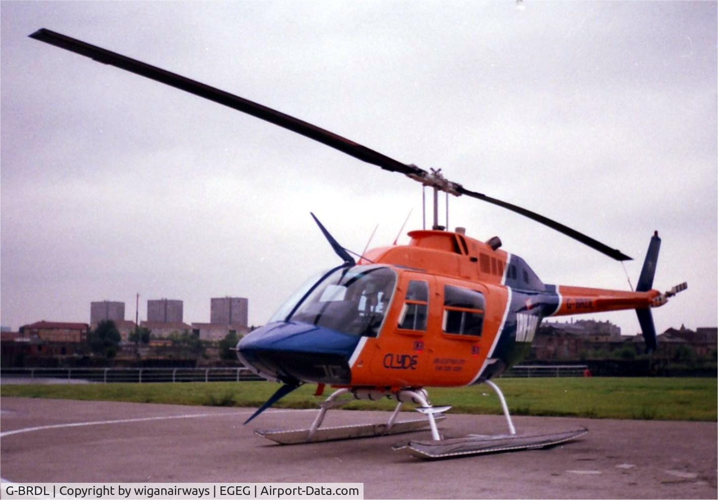G-BRDL, 1972 Bell 206B JetRanger II C/N 771, G-BRDL in the last 'Barr's IRN-BRU' colour scheme, after sale to Australia as VH-FRL, she retained this scheme with Barossa Helicopters for nearly 10 years.