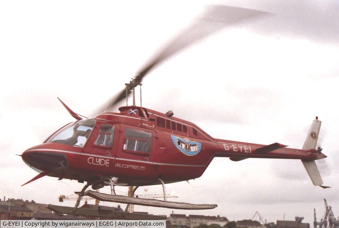 G-EYEI, 1971 Bell 206A JetRanger C/N 597, G-EYEI in bronze colour for the Barr's IRN-BRU Eye in the Sky.