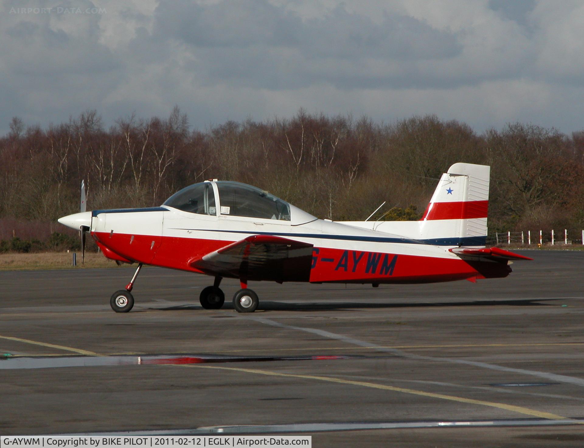G-AYWM, 1971 AESL Glos-Airtourer Super 150/T6 C/N A534, Visiting Glos-Airtourer on the main apron.
