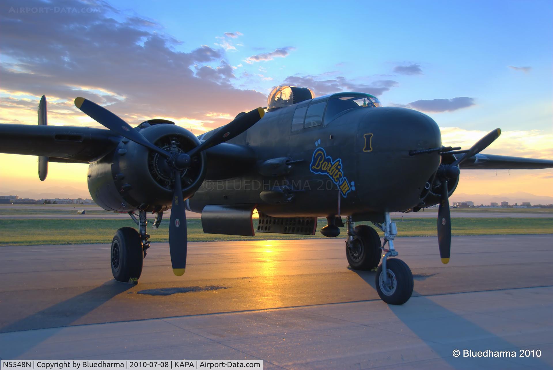 N5548N, 1943 North American B-25H Mitchell C/N 98-21107, Barbie III parked at APA.