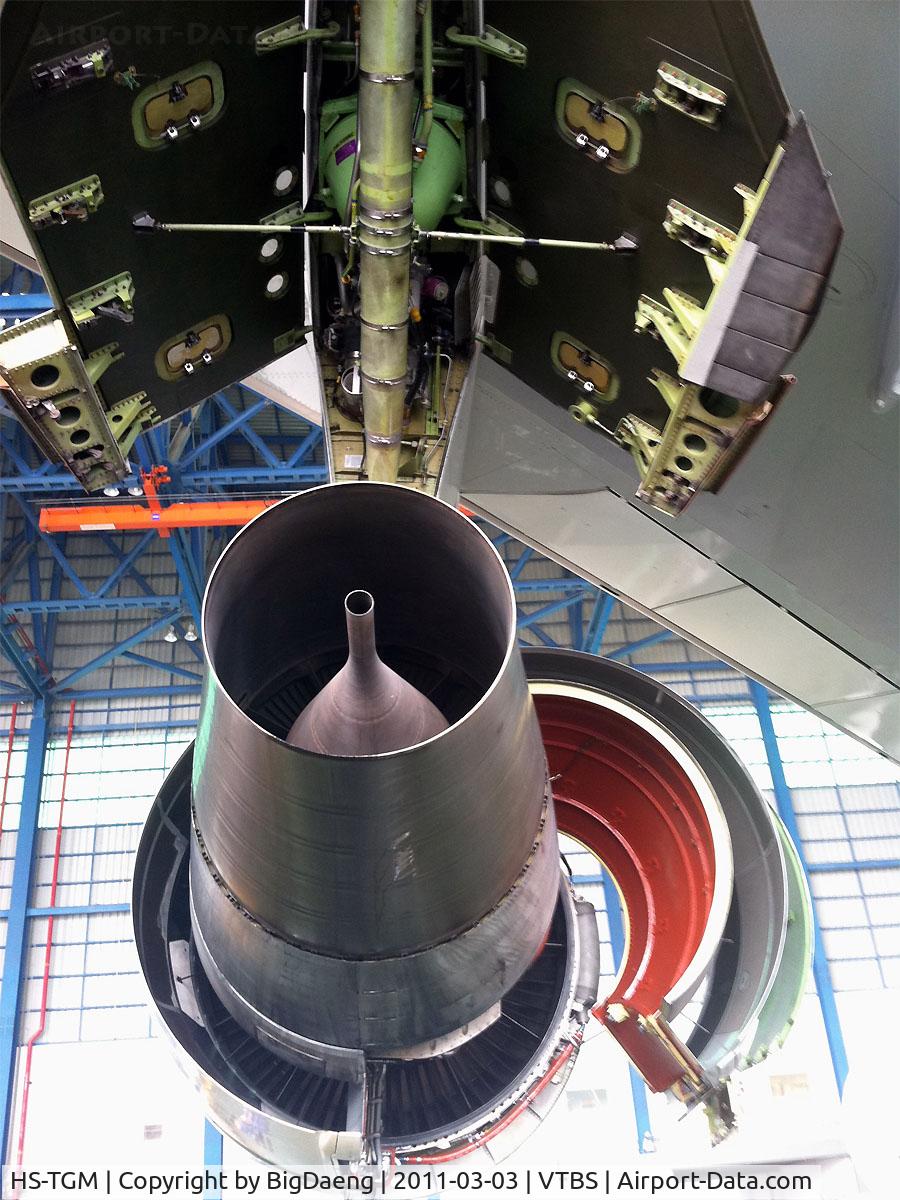 HS-TGM, 1992 Boeing 747-4D7 C/N 27093, Engine number 1 cowl open.
