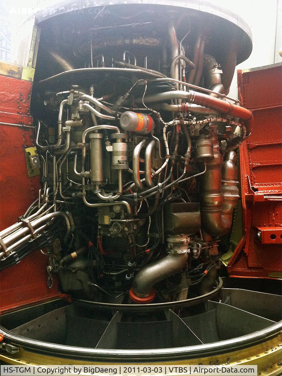 HS-TGM, 1992 Boeing 747-4D7 C/N 27093, Engine number 1 from underneath ... bottom up.