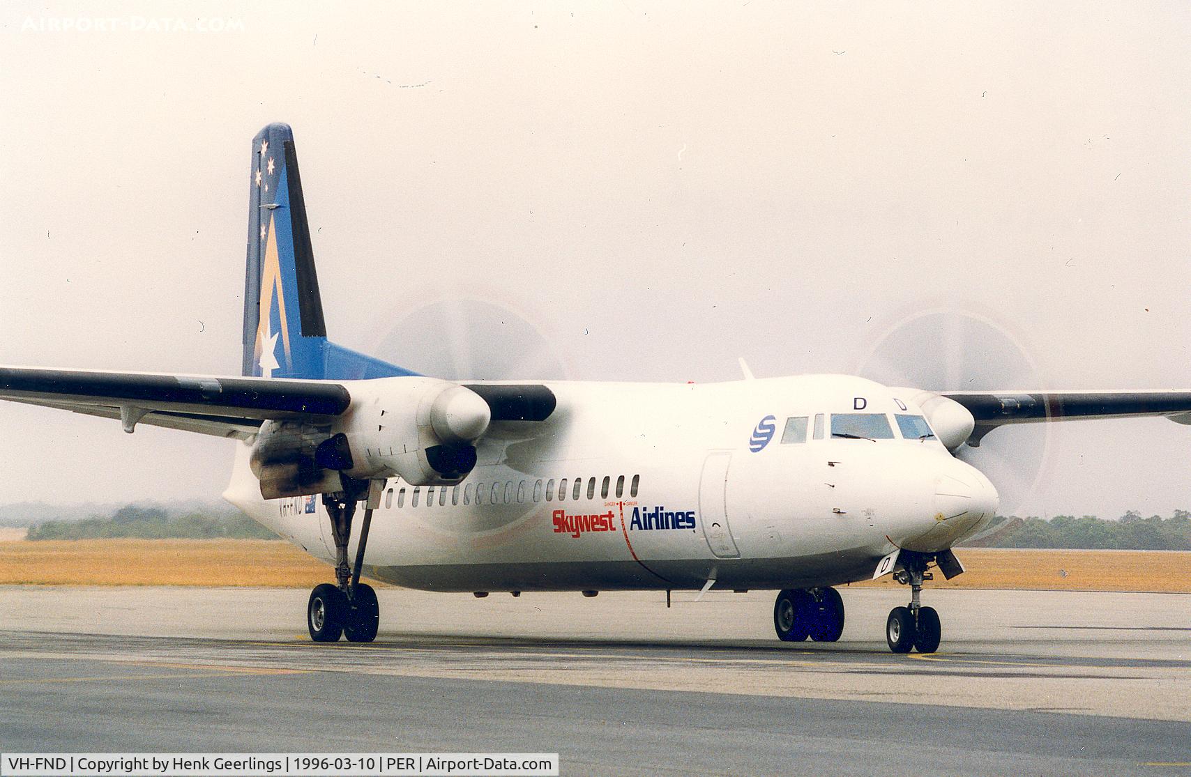 VH-FND, 1987 Fokker 50 C/N 20129, Skywest Airlines