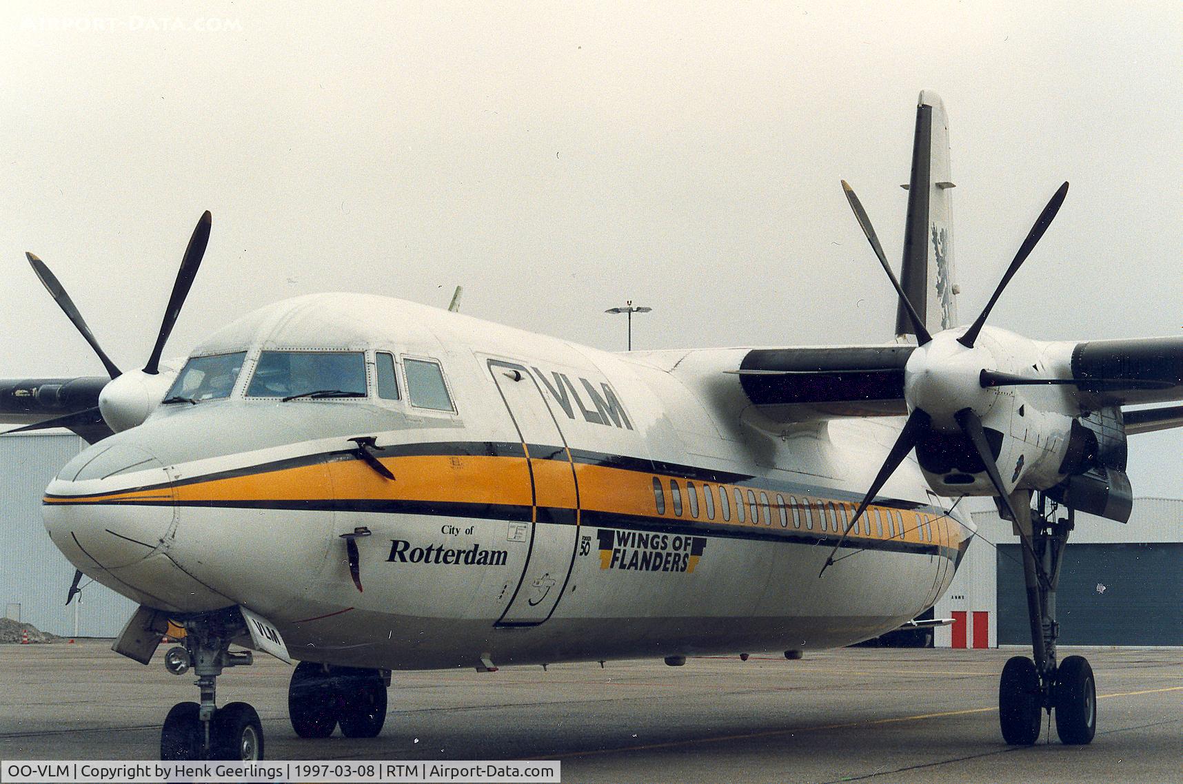 OO-VLM, 1988 Fokker 50 C/N 20135, VLM , City of Rotterdam