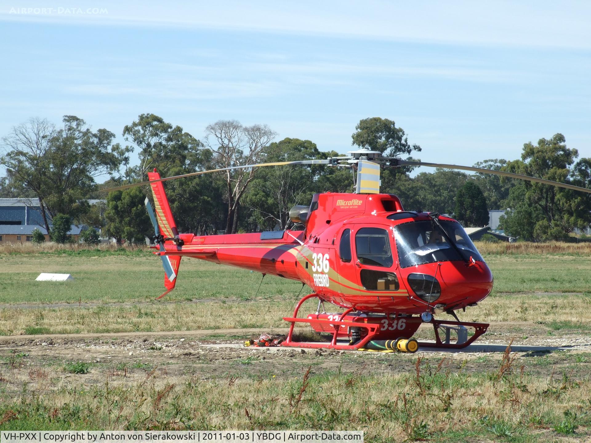 VH-PXX, 2010 Eurocopter AS-350B-3 Ecureuil Ecureuil C/N 4852, VH-PXX @ YBDG Eurocopter AS350B Firebird 336 [as of Mar 2011 now painted yellow]