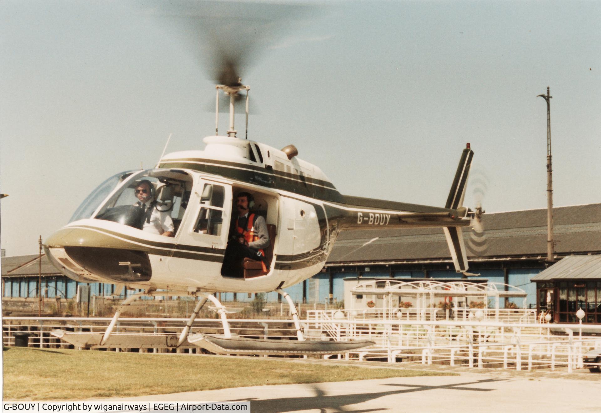 G-BOUY, 1974 Bell 206B JetRanger II C/N 1376, G-BOUY with Clyde Helicopters, Glasgow Heliport