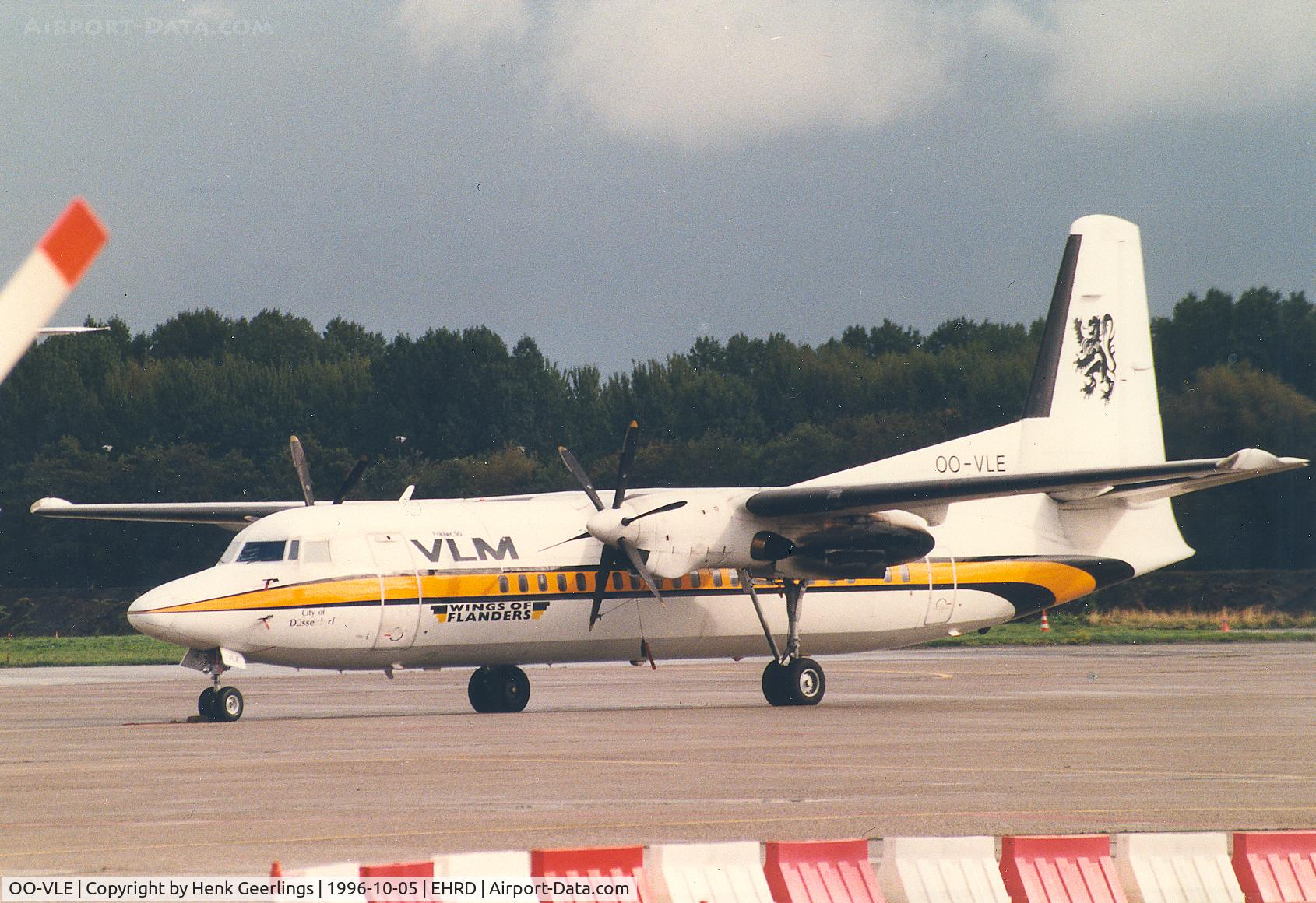 OO-VLE, 1988 Fokker 50 C/N 20132, VLM at Rotterdam Airport