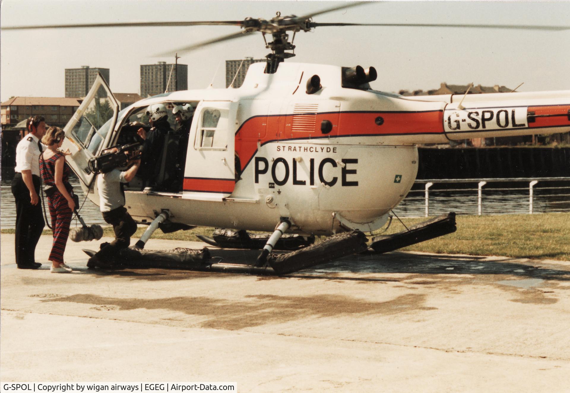 G-SPOL, 1979 MBB Bo-105DBS-4 C/N S-392, The 'Polis' being filmed for the telly.