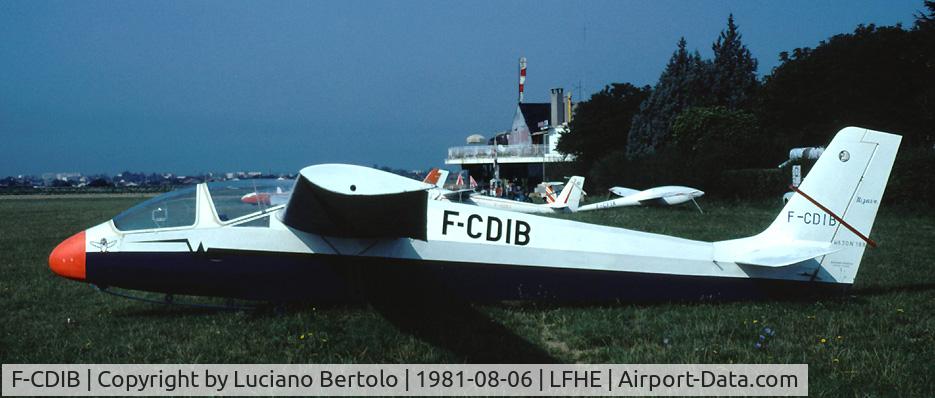 F-CDIB, Wassmer WA-30 Bijave C/N 188, Wassmer WA 30 Bijave F-CDIB (c/n 188 manufactured in 1967) two-seat training glider, parked at Romans/Saint-Paul airport LFHE (Drôme, France), on August 6, 1981.