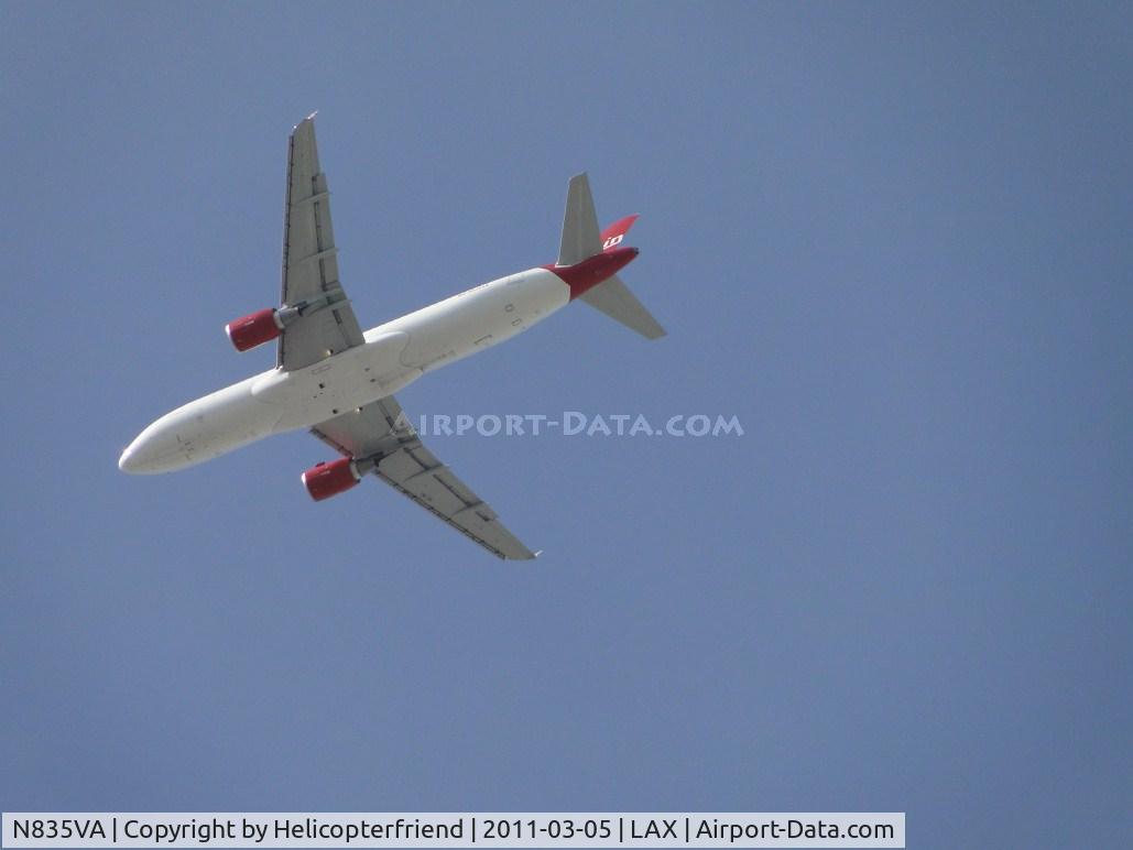 N835VA, 2010 Airbus A320-214 C/N 4448, On final to runway 24 passing over the City of Bell