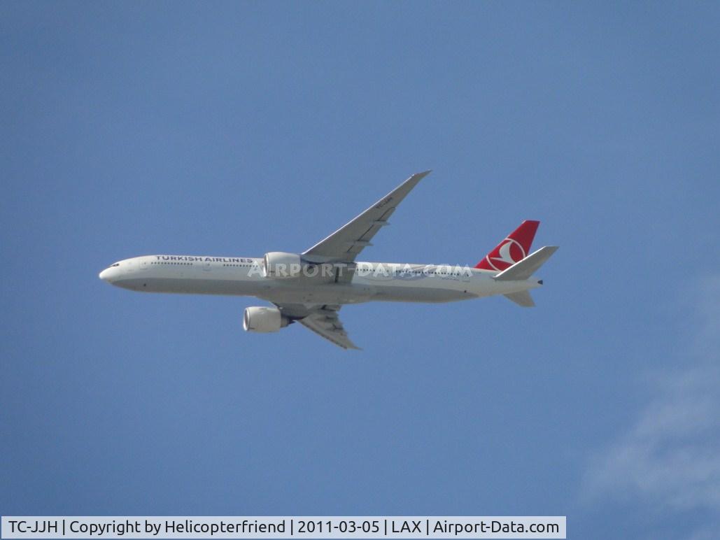 TC-JJH, 2010 Boeing 777-3F2/ER C/N 40792, On final to runway 24 passing over the City of Bell