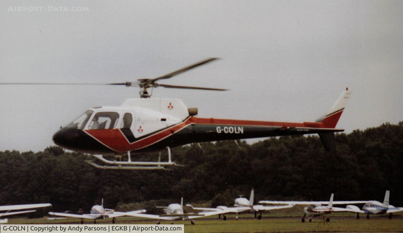 G-COLN, 1980 Aerospatiale AS-350B Ecureuil C/N 1205, Taken at Biggin Hill on the Brirish GP helicopter shuttle many years ago (scanned print)