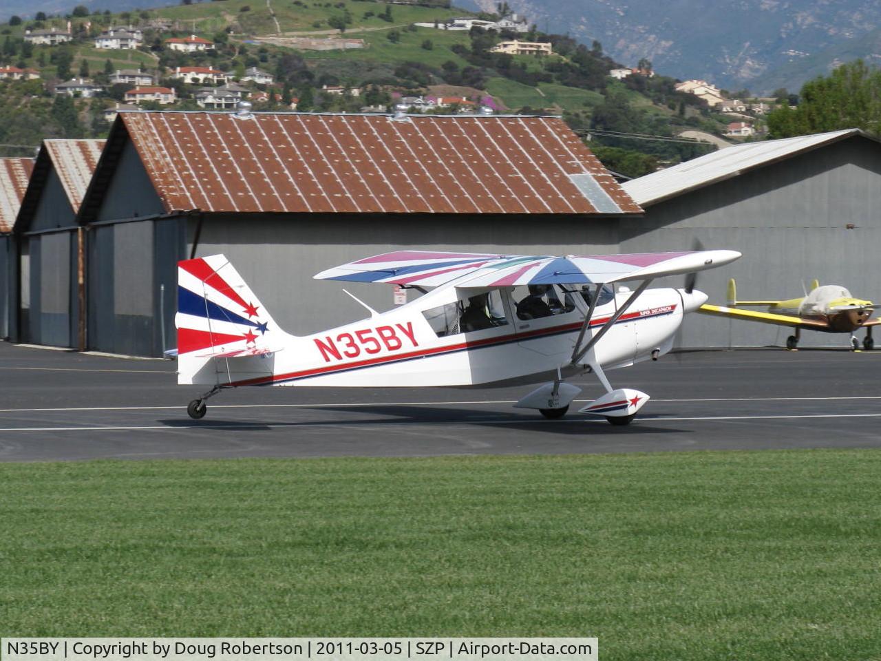 N35BY, 2005 American Champion 8KCAB Super Decathlon C/N 998-2005, 2005 American Champion 8KCAB SUPER DECATHLON, Lycoming AEIO-360 180 Hp, takeoff roll Rwy 04