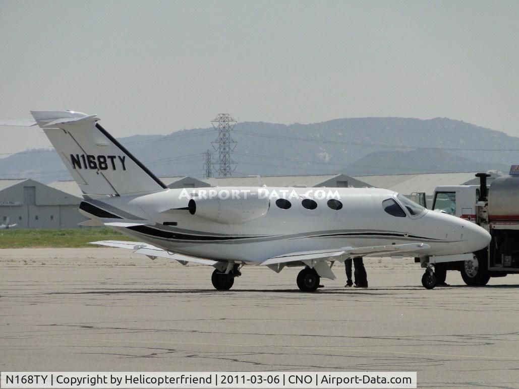 N168TY, 2010 Cessna 510 Citation Mustang Citation Mustang C/N 510-0297, Parked southwest of the tower and being fueled and readied for take off