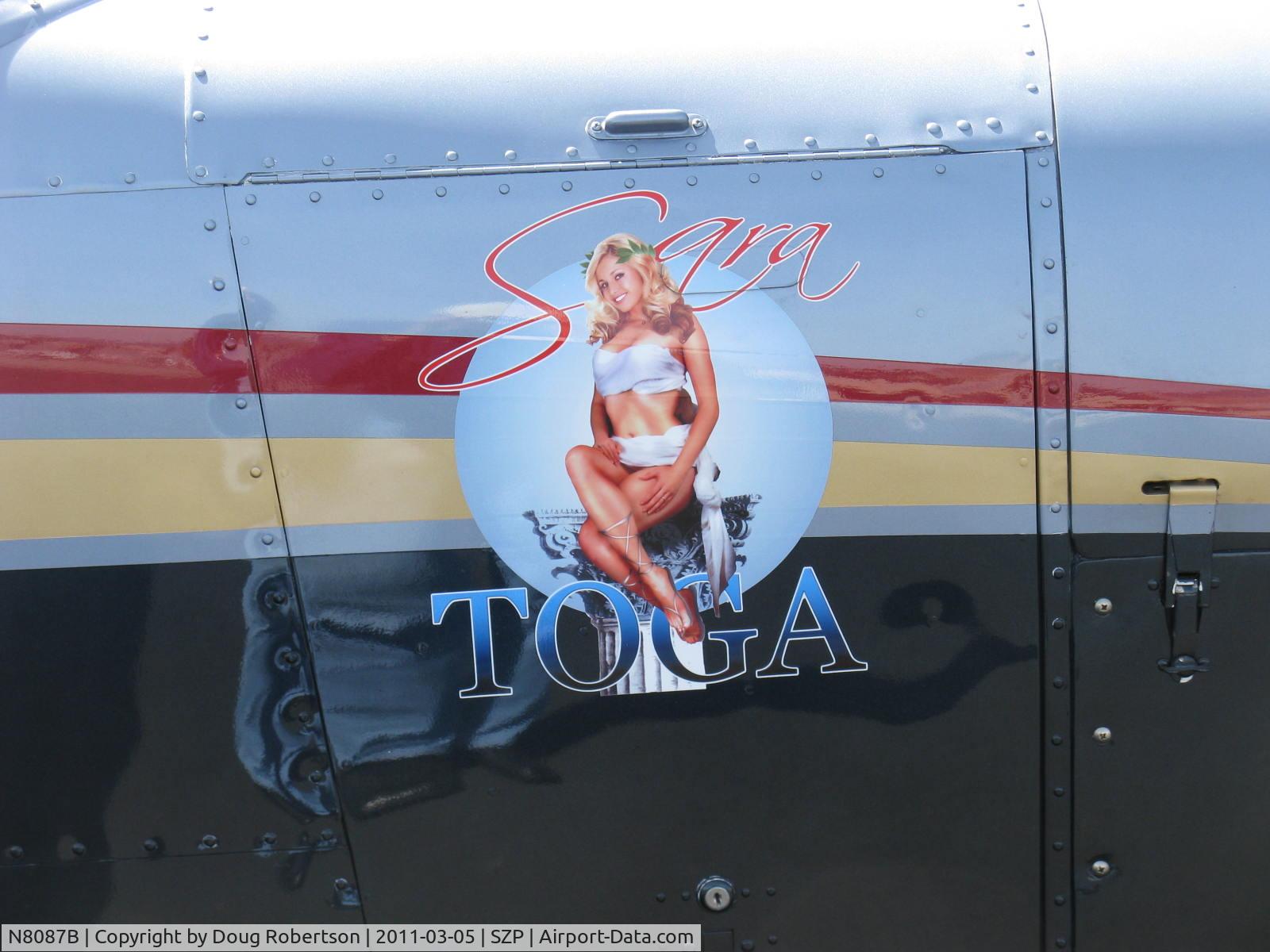 N8087B, 1982 Piper PA-32-301 Saratoga C/N 32-8206022, 1982 Piper PA-32-301 SARATOGA 'Sara Toga' Lycoming IO-540-K1G5 300 Hp, Sara's pinup-right cowl