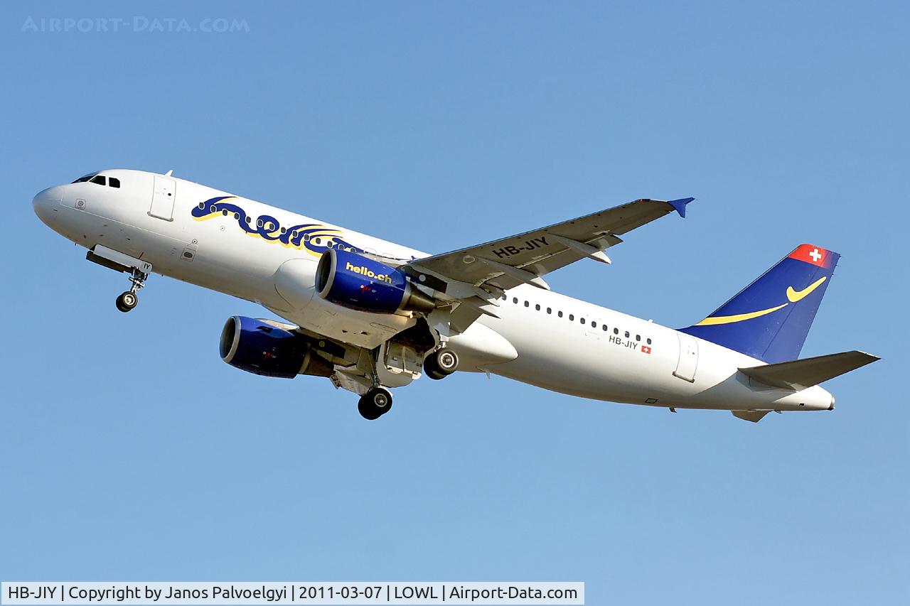 HB-JIY, 2000 Airbus A320-214 C/N 1171, Hello Airbus A320-214 after takeoff in LOWL/LNZ