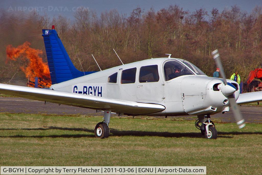 G-BGYH, 1979 Piper PA-28-161 Cherokee Warrior II C/N 28-7916313, Not quite what it looks like - this 1979 Piper PIPER PA-28-161, c/n: 28-7916313 is well away from the flames in the adjacent field