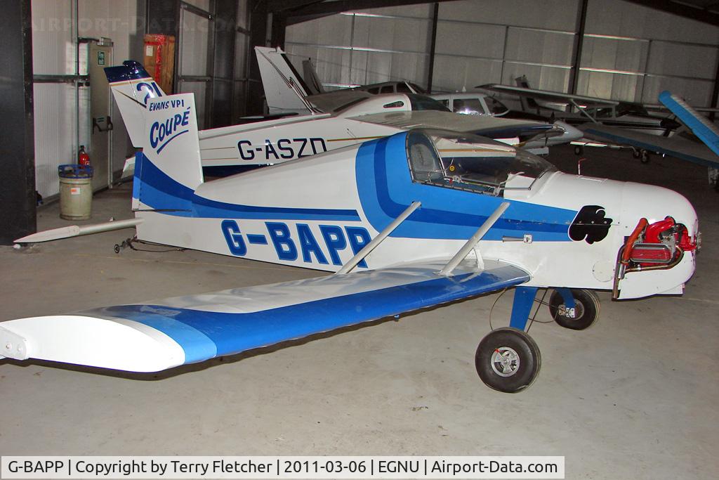 G-BAPP, 1974 Evans VP-1 Coupe C/N PFA 1580, 1974 Drybanski Mj And Crow N EVANS VP-1, c/n: PFA 1580 at Full Sutton
