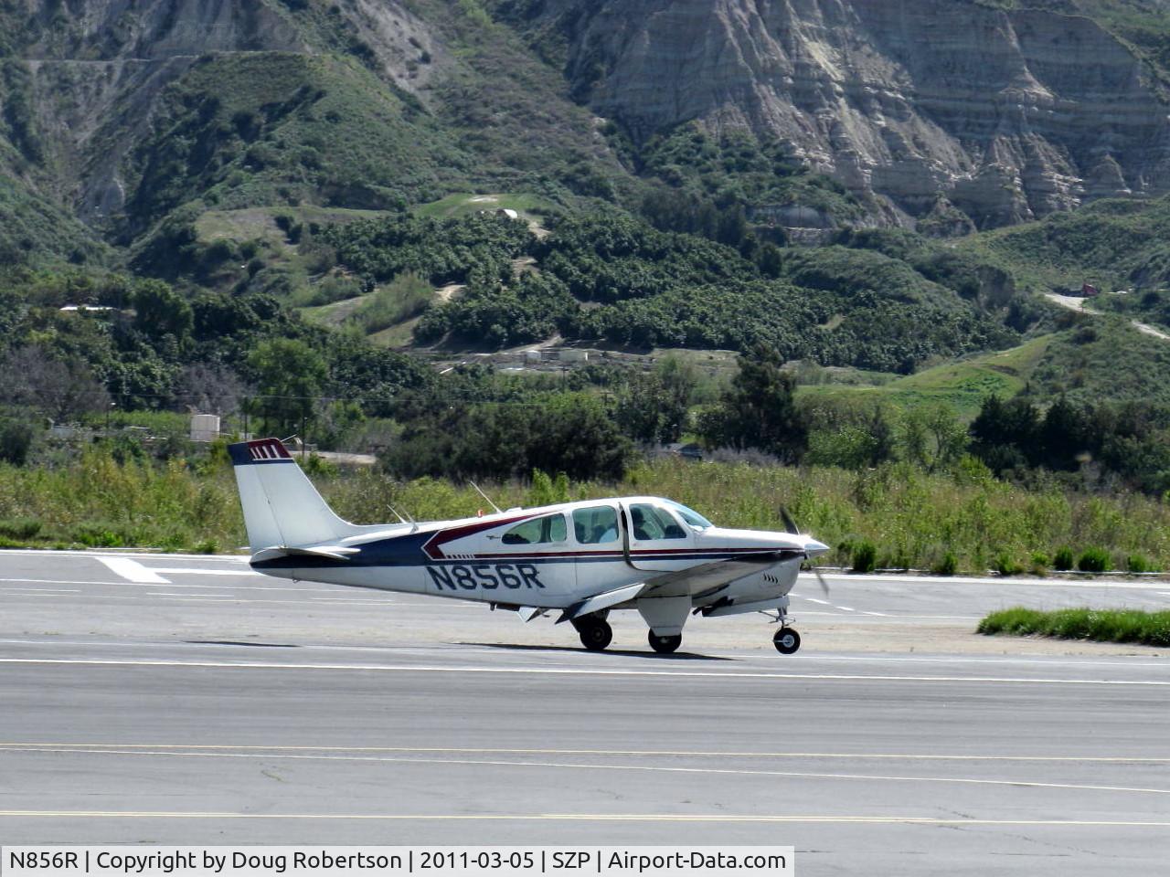 N856R, 1959 Beech 35-33 Debonair C/N CD-8, 1959 Beech 35-33 DEBONAIR, Continental IO-470-J 225 Hp, landing roll Rwy 22