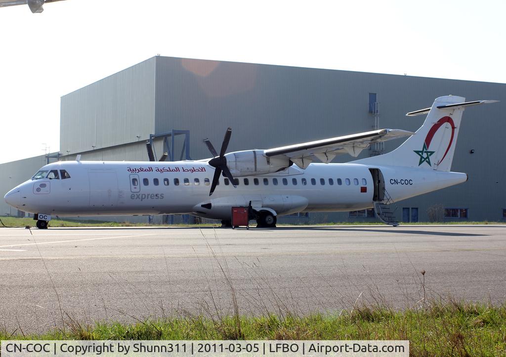 CN-COC, 1995 ATR 72-202 C/N 470, Arab titles on left side... Maintenance at Latecoere Aeroservice facility...