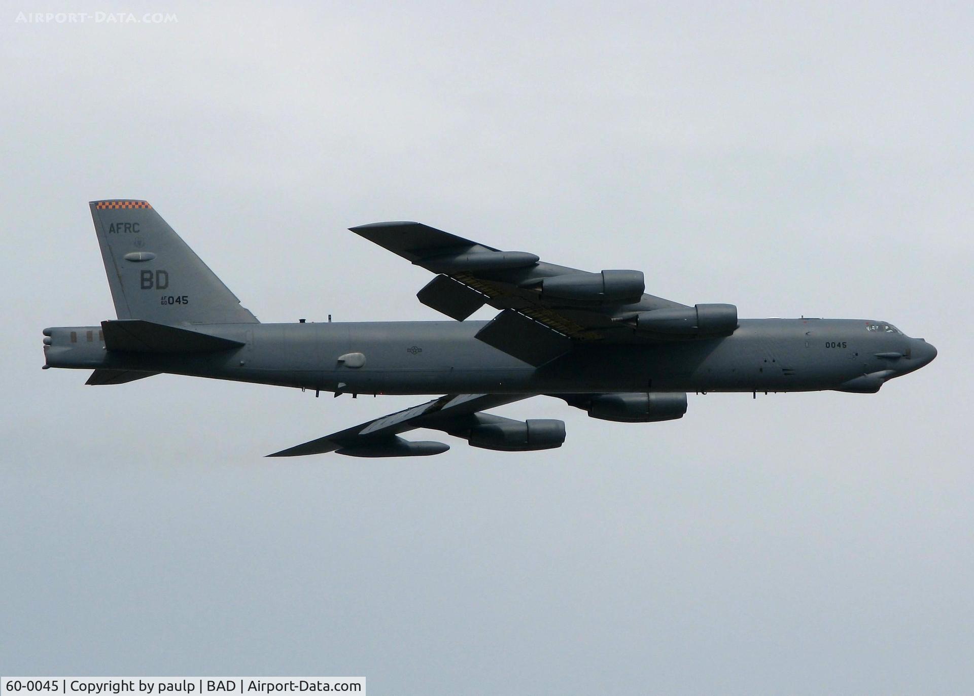 60-0045, 1960 Boeing B-52H Stratofortress C/N 464410, Off of Rwy 15 at Barksdale Air Force Base.