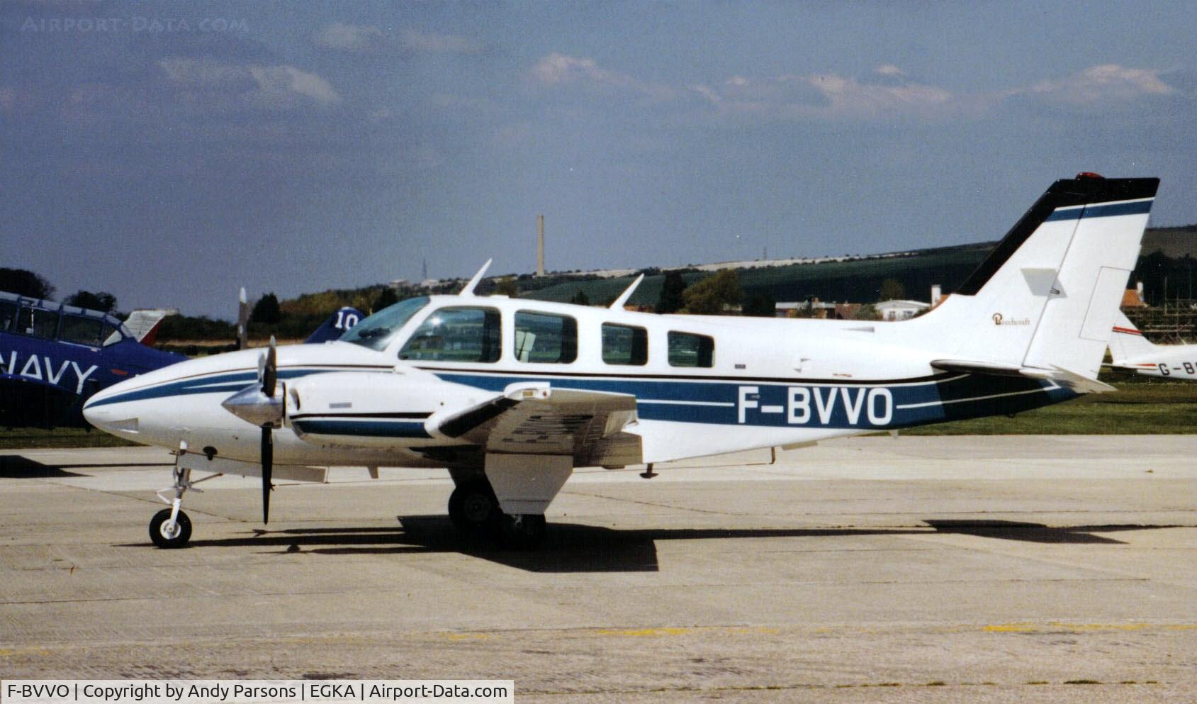 F-BVVO, Beech 58 Baron C/N TH-484, If my memory serves me this was taken at Shoreham with this Baron being delivered back to the States (scanned print)