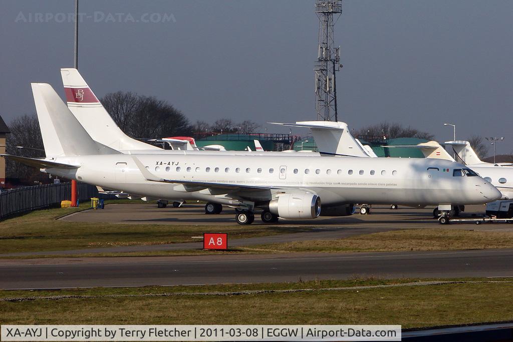 XA-AYJ, 2010 Embraer ERJ-190-100ECJ Lineage 1000 C/N 19000243, Mexican registered 2010 Embraer ERJ-190-100ECJ, c/n: 19000243 delayed in Luton with tech problem