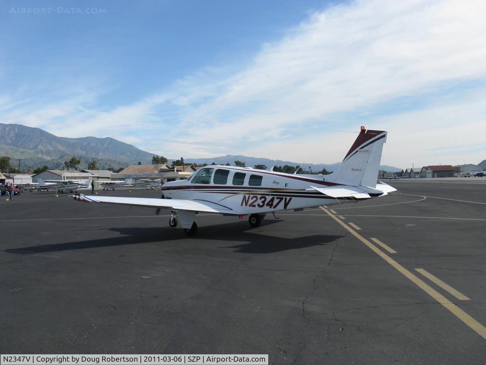 N2347V, 1998 Raytheon Aircraft Company A36 Bonanza C/N E-3147, 1998 Raytheon Beech A36 BONANZA, Continental IO-550-B 300 Hp, three-blade CS prop, taxi back