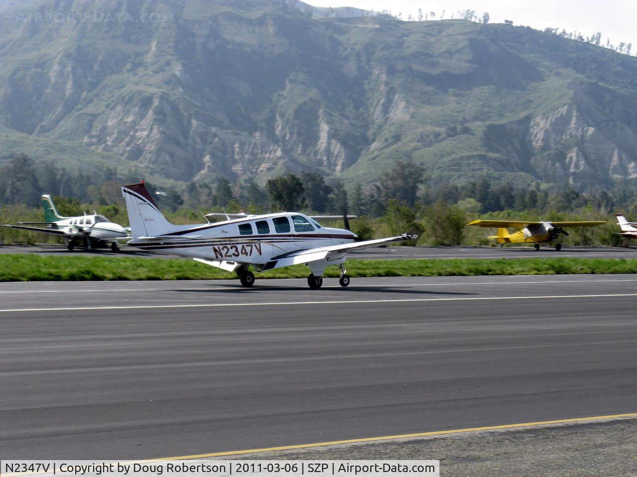 N2347V, 1998 Raytheon Aircraft Company A36 Bonanza C/N E-3147, 1998 Raytheon Beech A36 BONANZA, Continental IO-550-B 300 Hp, three-blade CS prop, landing roll Rwy 22