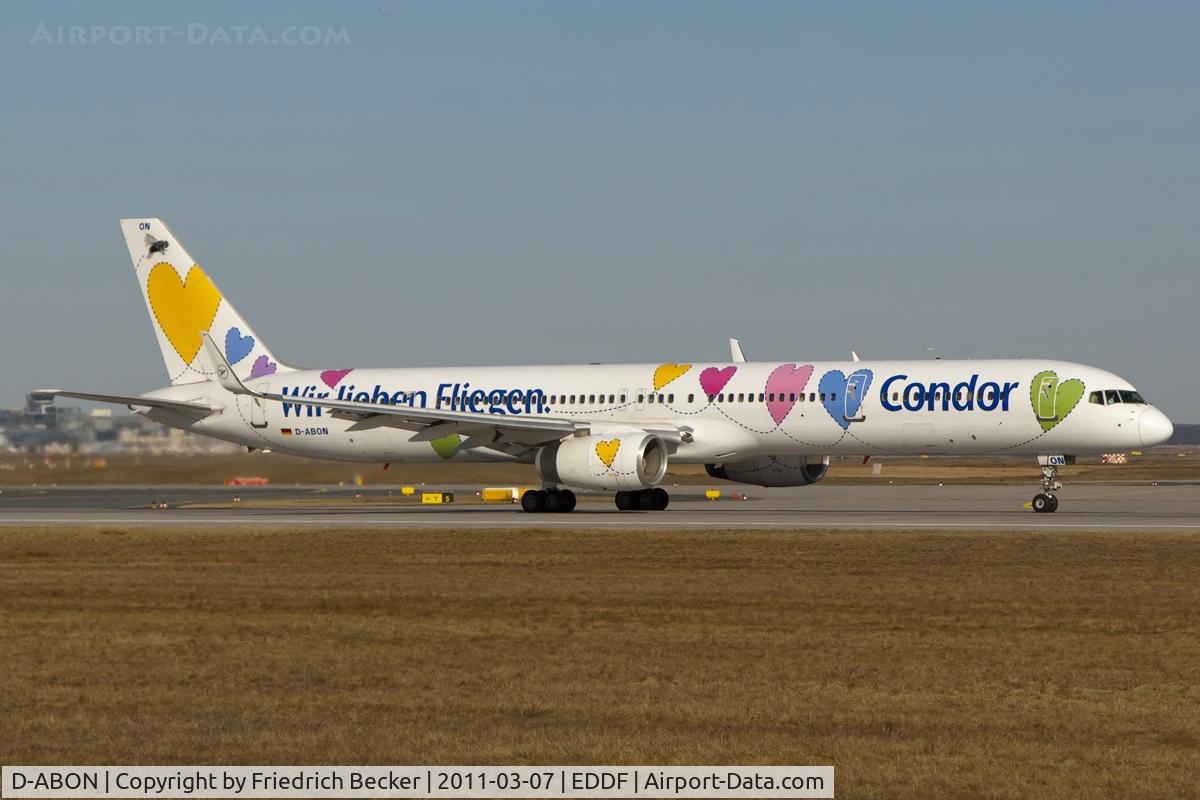 D-ABON, 2000 Boeing 757-330 C/N 29023, departure via RW18W