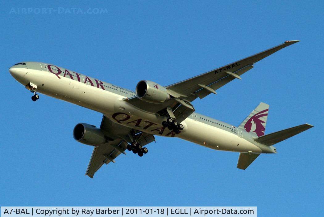 A7-BAL, 2010 Boeing 777-3DZ/ER C/N 38244, Boeing 777-3DZER [38244] (Qatar Airways) Home~G 18/01/2011.