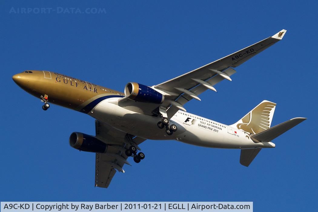 A9C-KD, 1999 Airbus A330-243 C/N 287, Airbus A330-243 [287] (Gulf Air) Home~G 21/01/2011. With 2011 Grand Prix titles.