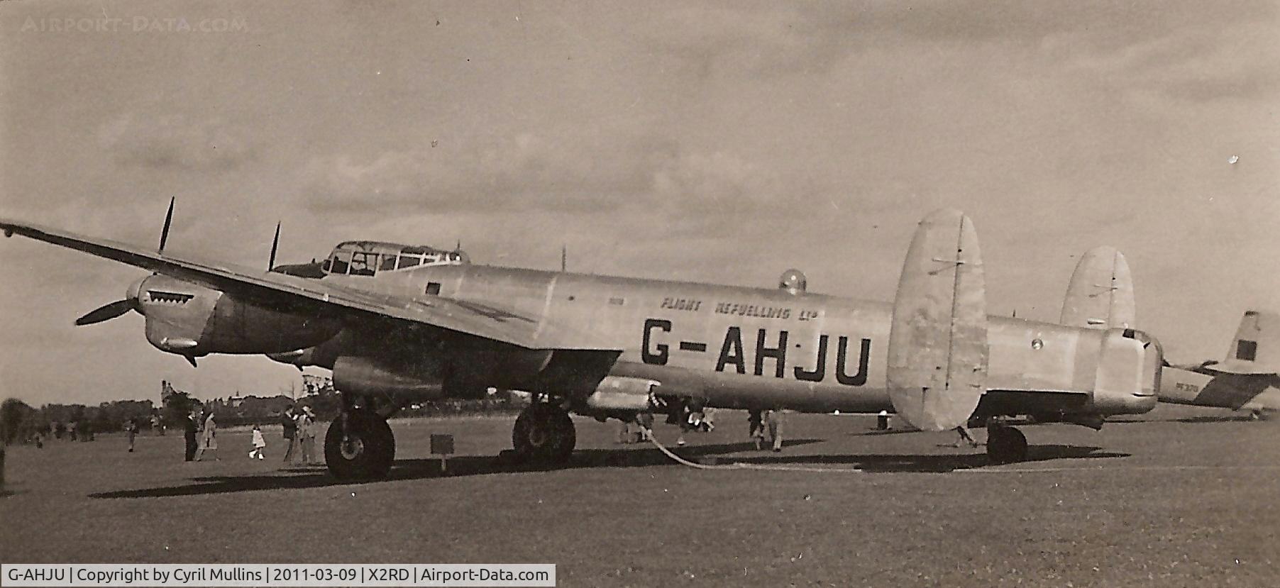 G-AHJU, Avro 683 Lancaster B3 C/N VA3094, Lancaster G-AHJU of Flight Refuelling at a late 1940's SBAC Show. Possibly at Radlett.