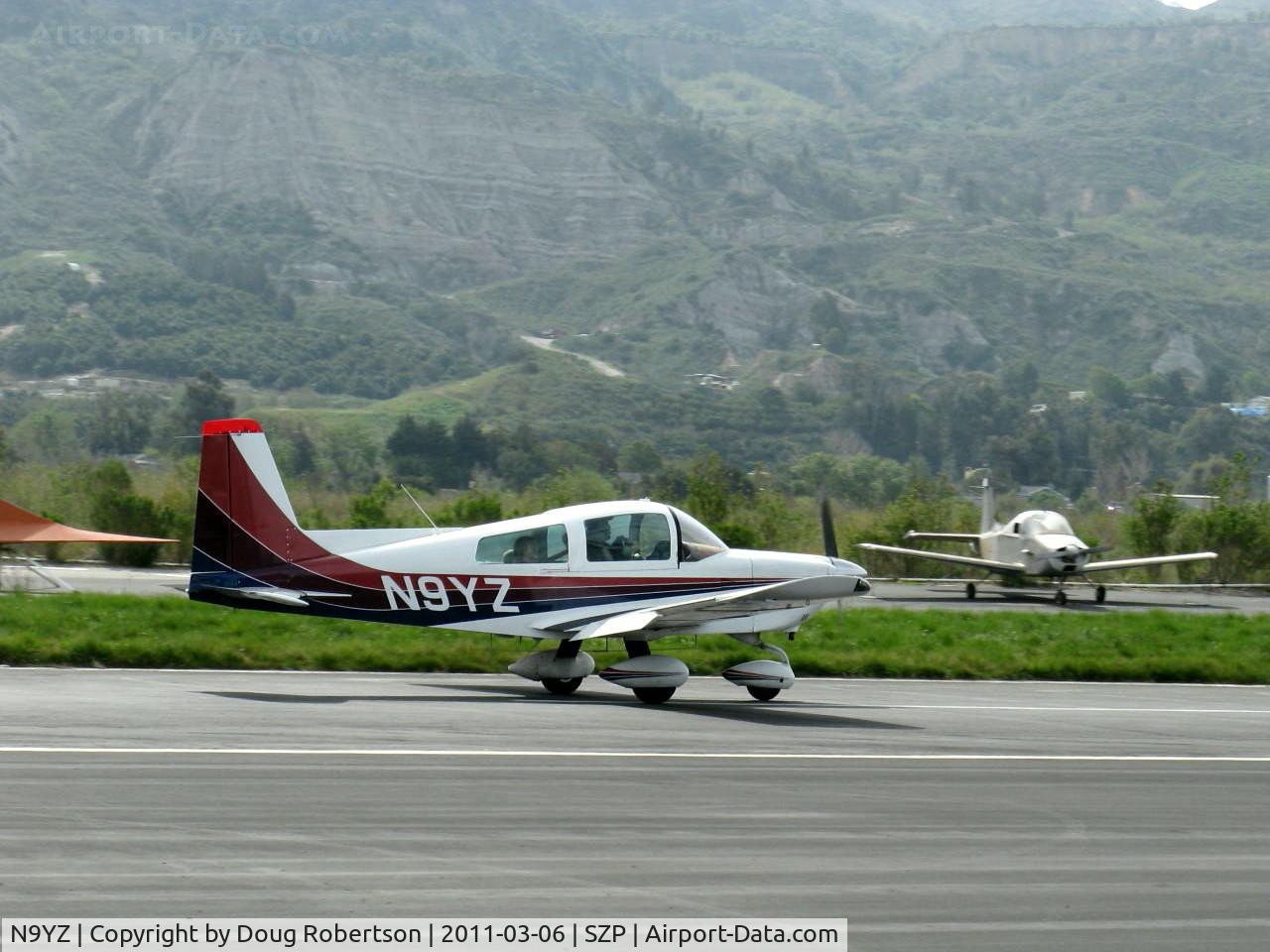 N9YZ, 1975 Grumman American AA-5A Cheetah C/N AA5-0822, 1975 Grumman American AA-5 CHEETAH, Lycoming O-320 150 Hp, Young Eagles Flight, landing roll Rwy 22