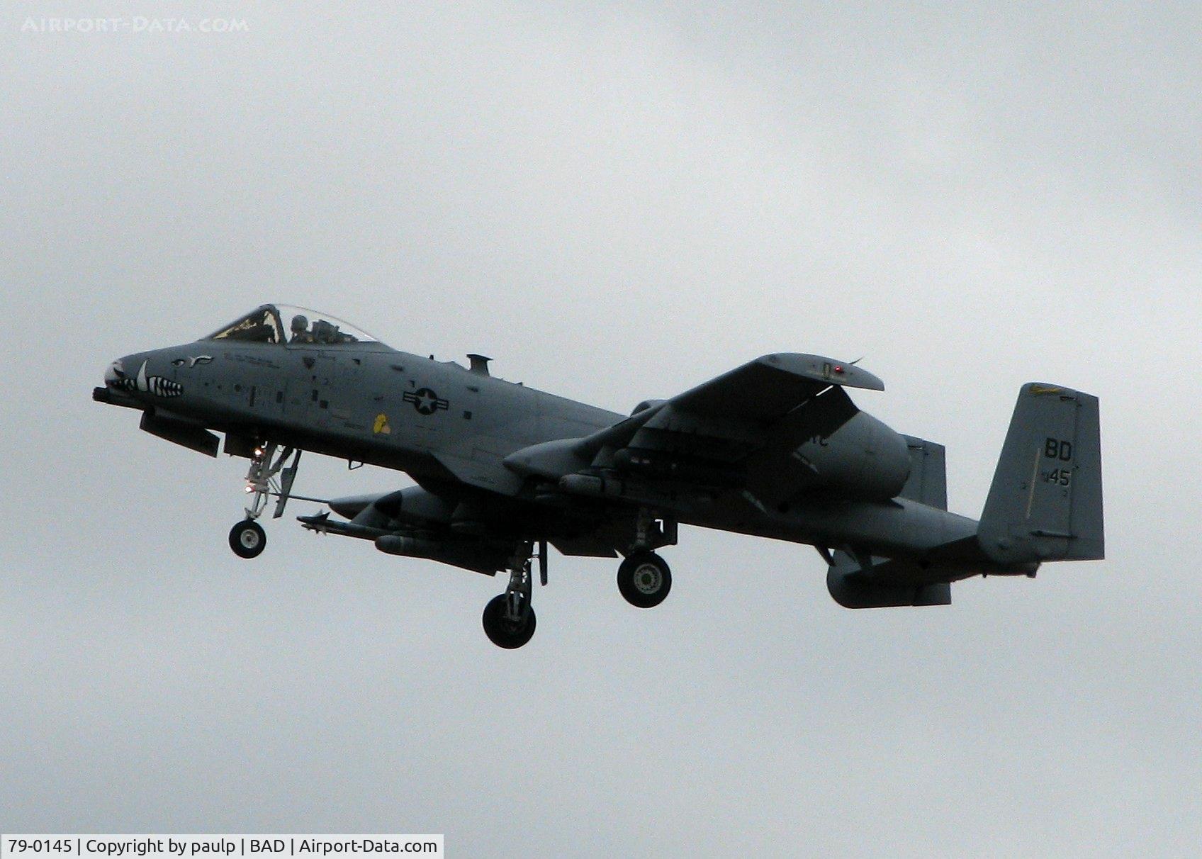 79-0145, 1979 Fairchild Republic A-10C Thunderbolt II C/N A10-0409, Landing at Barksdale Air Force Base.