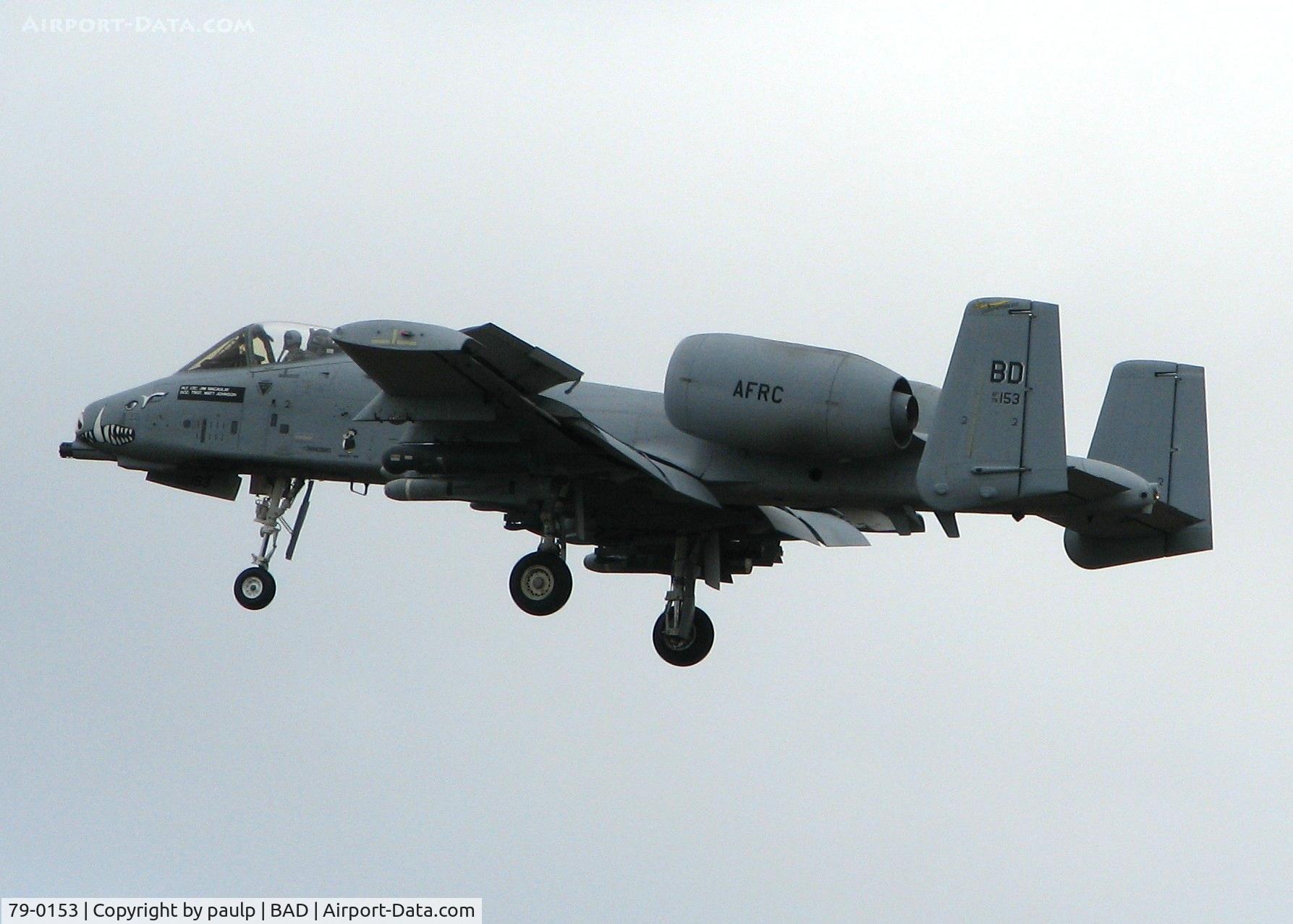 79-0153, 1978 Fairchild Republic A-10A Thunderbolt II C/N A10-0417, Landing at Barksdale Air Force Base.