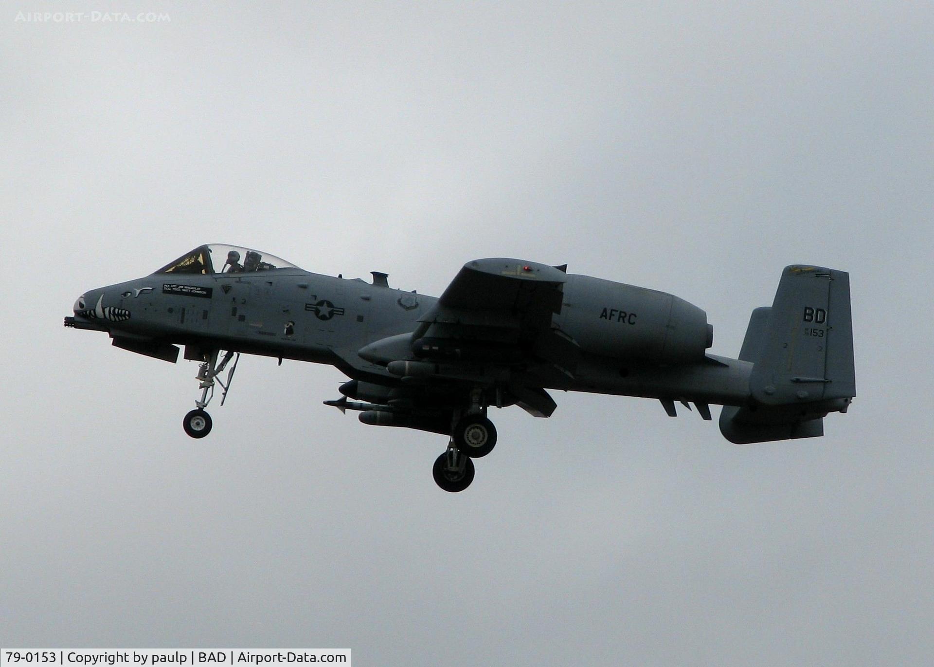79-0153, 1978 Fairchild Republic A-10A Thunderbolt II C/N A10-0417, Landing at Barksdale Air Force Base.